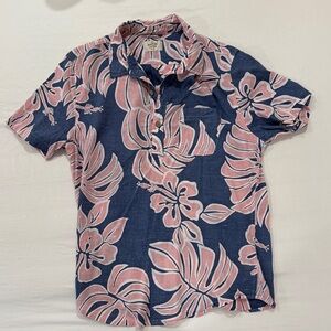 Marine Layer Navy and Coral Floral Button Down Shirt - Medium